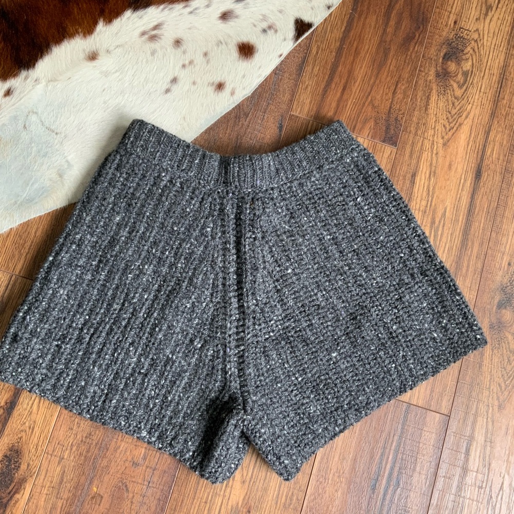 High Waist Gray Knit Women Shorts - Picture 2 of 7